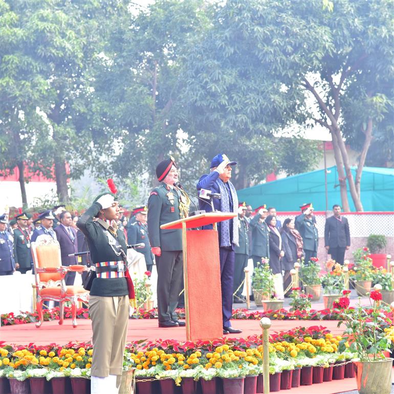 The Vice President of India, Shri Jagdeep Dhankhar inspecting the Guard of Honour at the inauguration of the NCC Republic Day Camp-2025 at Delhi Cantonment, in New Delhi on January 05, 2025.