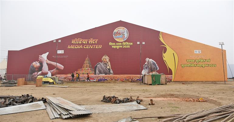 Glimpses of preparations for Maha Kumbh 2025 in full swing at Media Centre in Prayagraj, Uttar Pradesh on January 07, 2025. :Ministry of Culture