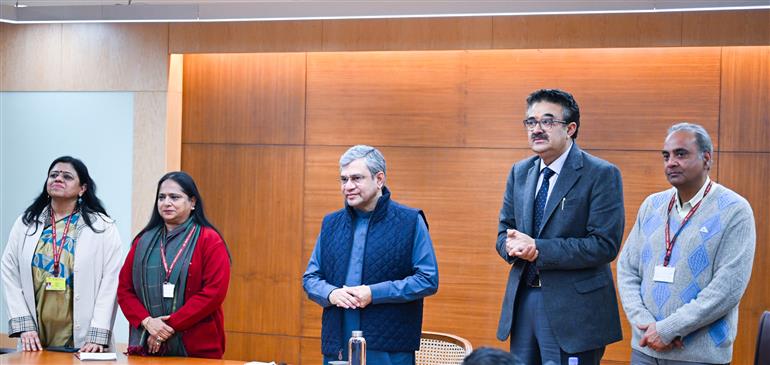 The Union Minister of Railways, Information and Broadcasting and Electronics and Information Technology, Shri Ashwini Vaishnaw launches a special song of Akashvani and Doordarshan dedicated to Maha Kumbh 2025, in New Delhi on January 08, 2025.:Ministry of Information & Broadcasting