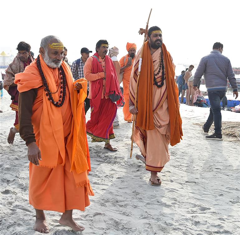 Glimpses of the Sangam Snan and Road Activity during the preparation of Maha Kumbh Mela 2025 at Prayagraj, in Uttar Pradesh on January 08, 2025.:Ministry of Culture