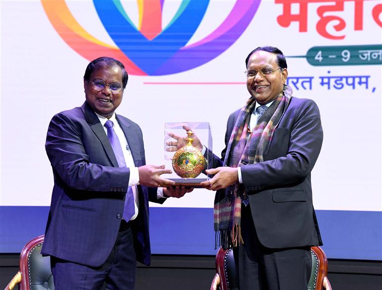 The Secretary, DFS, Ministry of Finance, Shri Nagaraju Maddirala attends the panel discussion on Valedictory function of Grameen Bharat Mahotsav at Bharat Mandapam, in New Delhi on January 09, 2025.