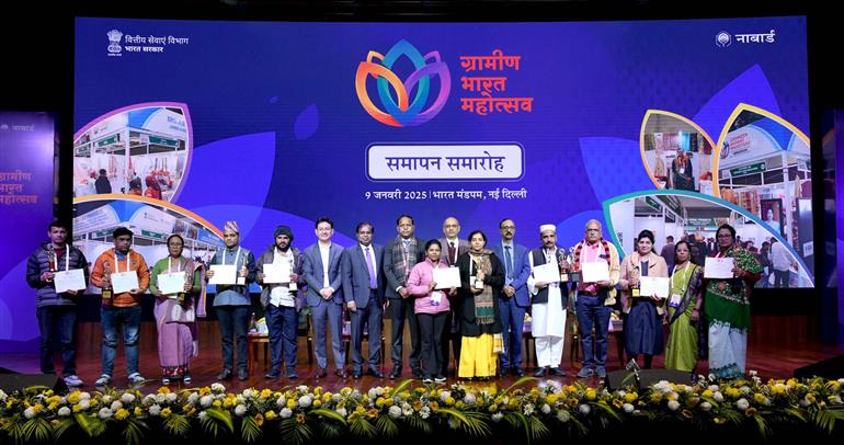 The Secretary, DFS, Ministry of Finance, Shri Nagaraju Maddirala attends the panel discussion on Valedictory function of Grameen Bharat Mahotsav at Bharat Mandapam, in New Delhi on January 09, 2025.