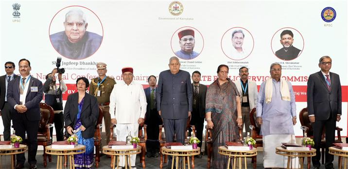 The Vice President of India, Shri Jagdeep Dhankhar at the inauguration of 25th National Conference of Chairpersons of State Public Service Commission at Bengaluru, in Karnataka on January 11, 2025.