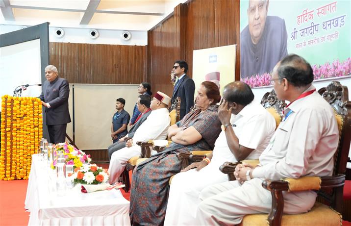 The Vice President of India, Shri Jagdeep Dhankhar addressing the gathering at Bharat Heavy Electricals Limited (BHEL-Electronics Division, in Bengaluru, Karnataka on January 11, 2025.