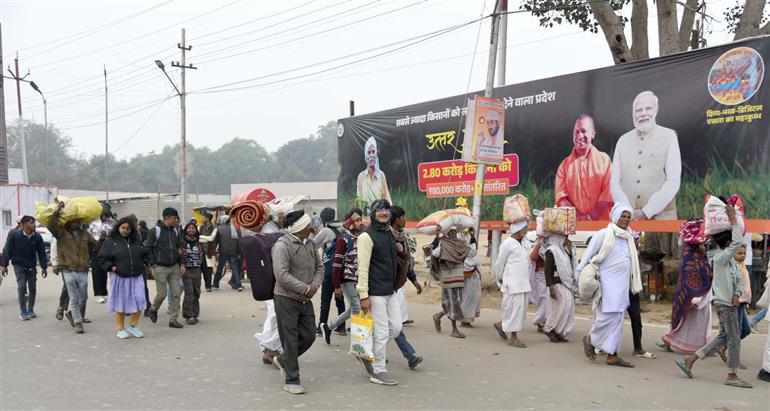 Glimpses of Devotees for Maha-Kumbh Snan at Prayagraj, in Uttar Pradesh on January 12, 2025.:Ministry of Culture