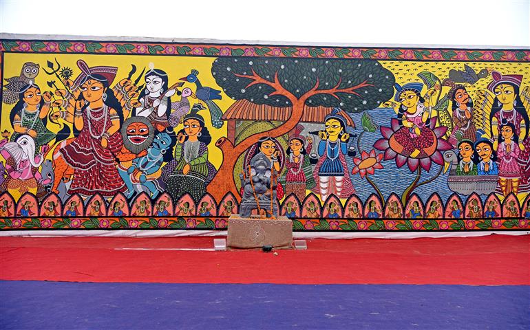 Glimpses of Cultural village “Kalagram” set up during Maha-Kumbh Mela 2025 at Prayagraj, in Uttar Pradesh on January 15, 2025.:Ministry of Culture