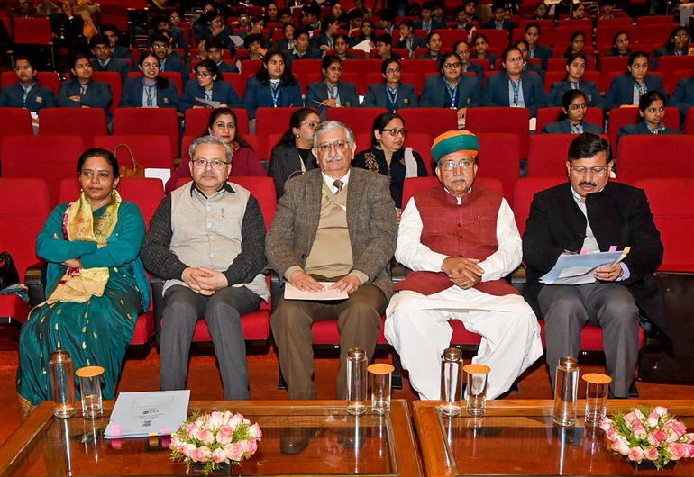 The Minister of State (Independent Charge) for Law and Justice & Parliamentary Affairs, Shri Arjun Ram Meghwal attends the Prize Distribution Function of 25th National Youth Parliament Competition, 2023-24 for Jawahar Navodaya Vidyalayas, in New Delhi on January 16, 2025.