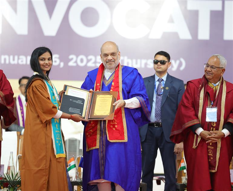 The Union Minister for Home Affairs and Cooperation, Shri Amit Shah attends the 18th convocation of Ganpat University in Mahesana, Gujarat on January 16, 2025.