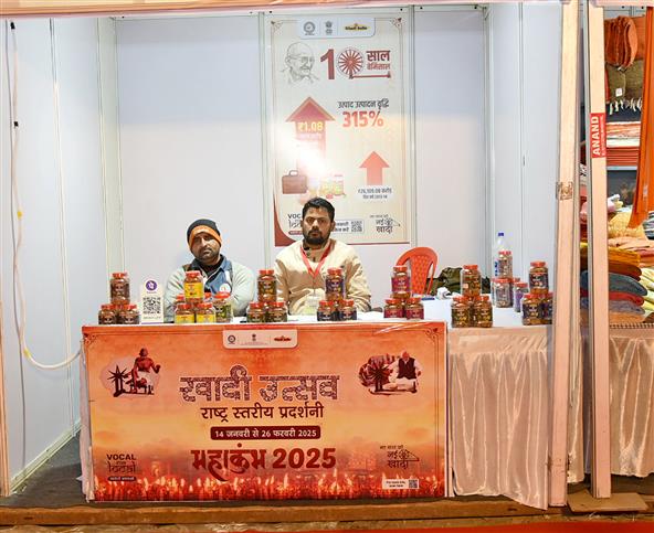 Stalls at Khadi Utsav Exhibition at the Maha Kumbh Mela 2025, at Prayagraj, UP on January 17, 2025.:Ministry of Culture