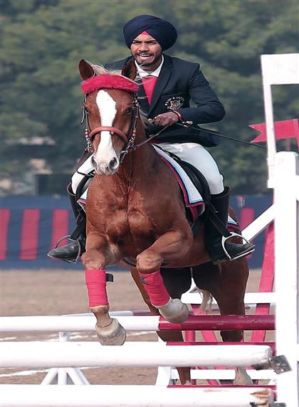 Glimpses of Annual Horse Show presented by the NCC cadets taking part in the Republic Day Camp 2025 at 61 Cavalry Ground, Delhi Cantt on January 19, 2025.