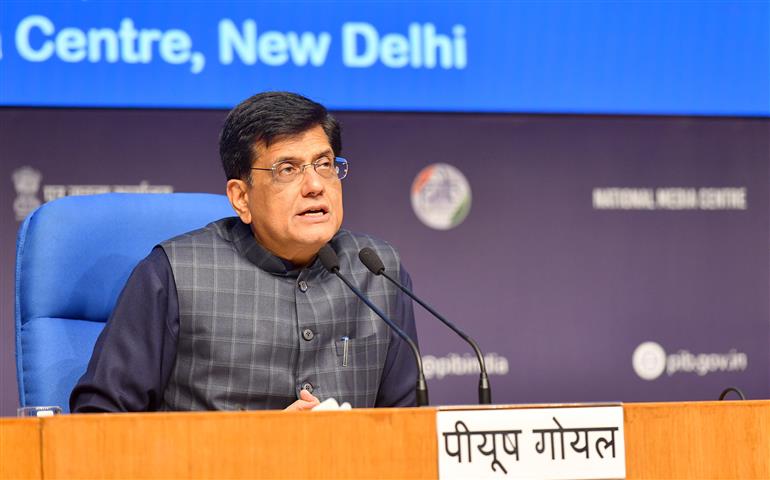 The Union Minister for Commerce and Industry, Shri Piyush Goyal briefing the media on Cabinet decisions at National Media Centre, in New Delhi on January 22, 2025.:Cabinet