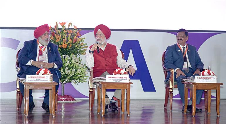 The Union Minister of Petroleum and Natural Gas, Shri Hardeep Singh Puri addressing at the 77th Chartered Accountants Day at Bharat Mandapam, in New Delhi on July 01, 2025.