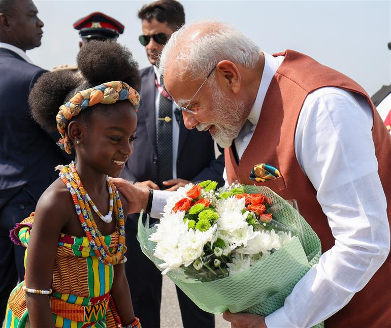PM arrives in Accra, Ghana on July 02, 2025.