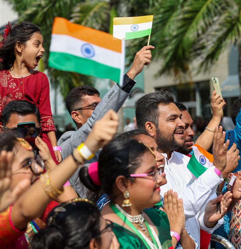 PM receives rousing welcome by Indian community at Accra, in Ghana on July 02, 2025.:Prime Minister's Office PM receives rousing welcome by Indian community at Accra, in Ghana on July 02, 2025.:Prime Minister