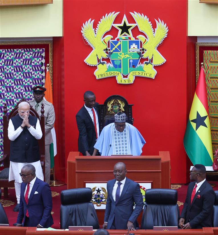 PM at the Parliament of the Republic of Ghana in Accra, Ghana on July 03, 2025.:Prime Minister's Office PM at the Parliament of the Republic of Ghana in Accra, Ghana on July 03, 2025.:Prime Minister