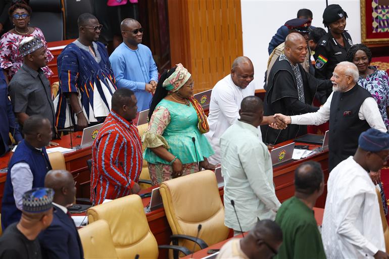 PM at the Parliament of the Republic of Ghana in Accra, Ghana on July 03, 2025.:Prime Minister's Office PM at the Parliament of the Republic of Ghana in Accra, Ghana on July 03, 2025.:Prime Minister