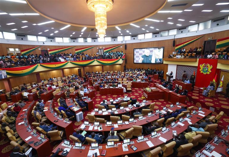 PM addressing the Parliament of the Republic of Ghana in Accra, Ghana on July 03, 2025.:Prime Minister's Office PM addressing the Parliament of the Republic of Ghana in Accra, Ghana on July 03, 2025.:Prime Minister