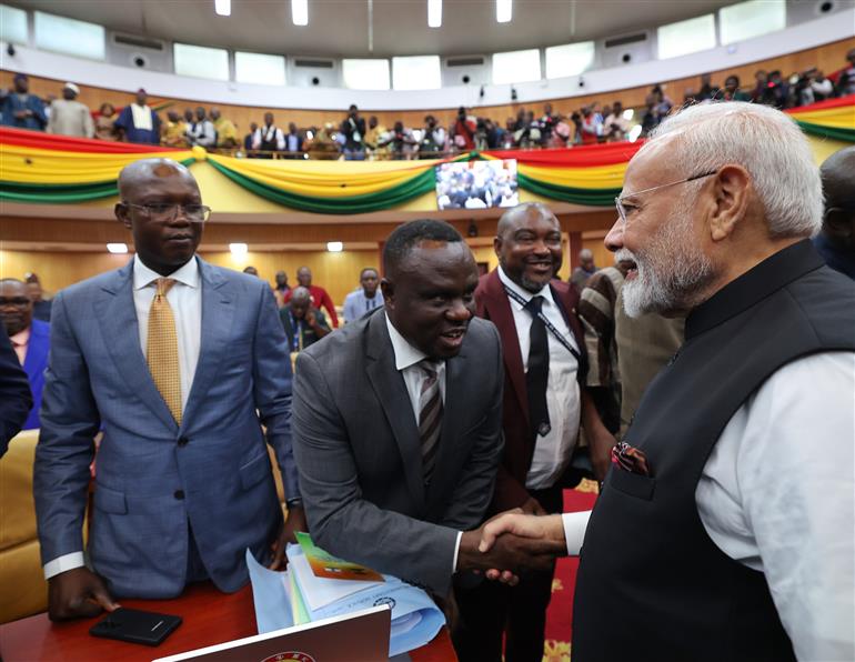 PM at the Parliament of the Republic of Ghana in Accra, Ghana on July 03, 2025.:Prime Minister's Office PM at the Parliament of the Republic of Ghana in Accra, Ghana on July 03, 2025.:Prime Minister