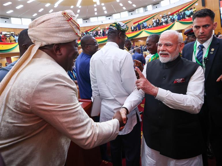 PM at the Parliament of the Republic of Ghana in Accra, Ghana on July 03, 2025.:Prime Minister's Office PM at the Parliament of the Republic of Ghana in Accra, Ghana on July 03, 2025.:Prime Minister