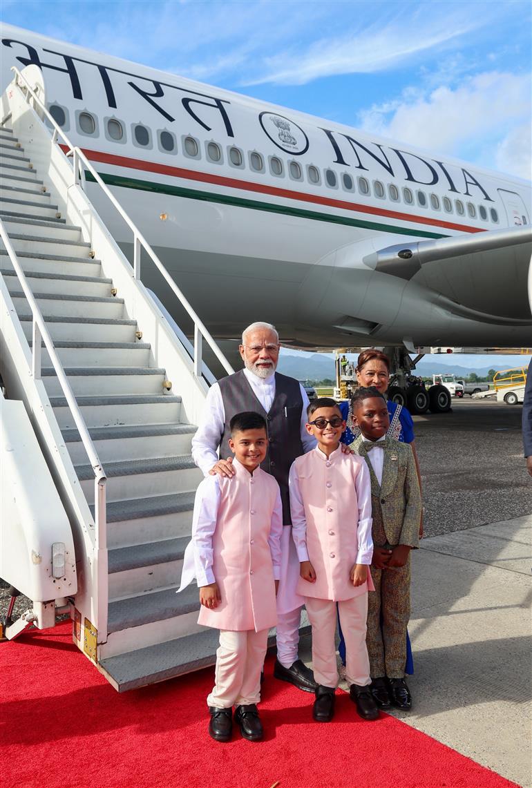 PM arrives at Port of Spain, in Republic of Trinidad and Tobago on July 03, 2025.:Prime Minister's Office PM arrives at Port of Spain, in Republic of Trinidad and Tobago on July 03, 2025.:Prime Minister