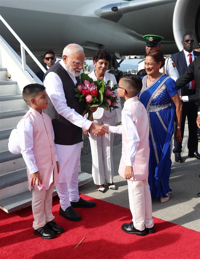 PM arrives at Port of Spain, in Republic of Trinidad and Tobago on July 03, 2025.:Prime Minister's Office PM arrives at Port of Spain, in Republic of Trinidad and Tobago on July 03, 2025.:Prime Minister