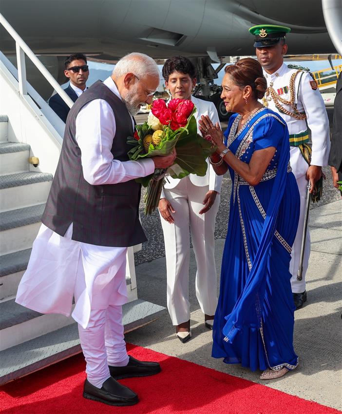 PM arrives at Port of Spain, in Republic of Trinidad and Tobago on July 03, 2025.:Prime Minister's Office PM arrives at Port of Spain, in Republic of Trinidad and Tobago on July 03, 2025.:Prime Minister