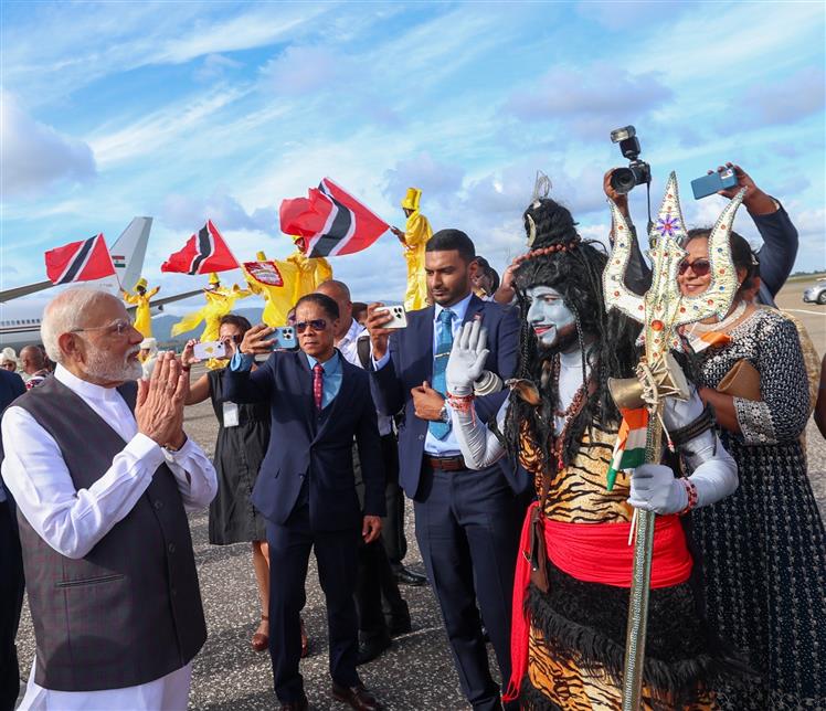 PM receives a ceremonial welcome upon his arrival at Port of Spain, in Republic of Trinidad and Tobago on July 03, 2025.:Prime Minister's Office PM receives a ceremonial welcome upon his arrival at Port of Spain, in Republic of Trinidad and Tobago on July 03, 2025.:Prime Minister