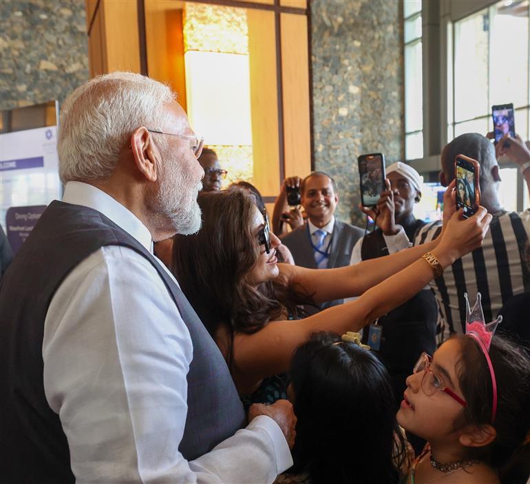 PM receives a grand reception by the Indian community upon his arrival at a hotel in Port of Spain, Republic of Trinidad and Tobago on July 03, 2025.:Prime Minister's Office PM receives a grand reception by the Indian community upon his arrival at a hotel in Port of Spain, Republic of Trinidad and Tobago on July 03, 2025.:Prime Minister
