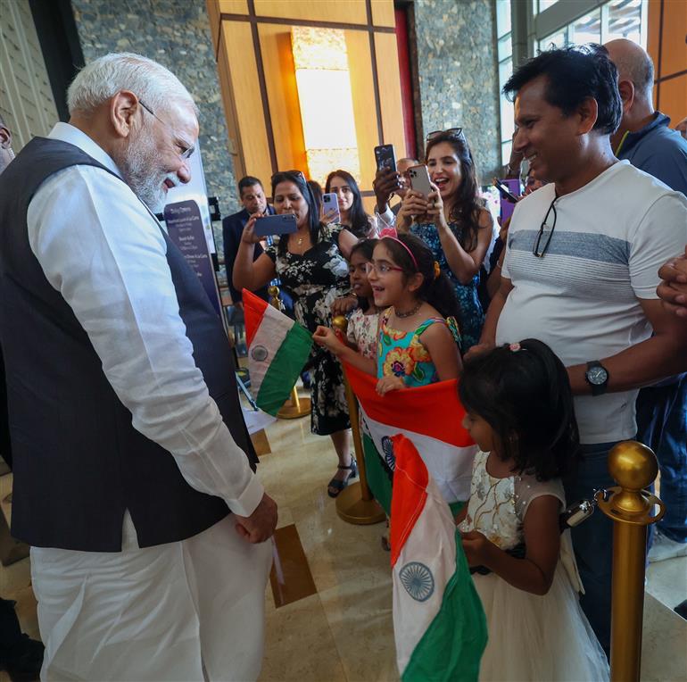 PM receives a grand reception by the Indian community upon his arrival at a hotel in Port of Spain, Republic of Trinidad and Tobago on July 03, 2025.:Prime Minister's Office PM receives a grand reception by the Indian community upon his arrival at a hotel in Port of Spain, Republic of Trinidad and Tobago on July 03, 2025.:Prime Minister