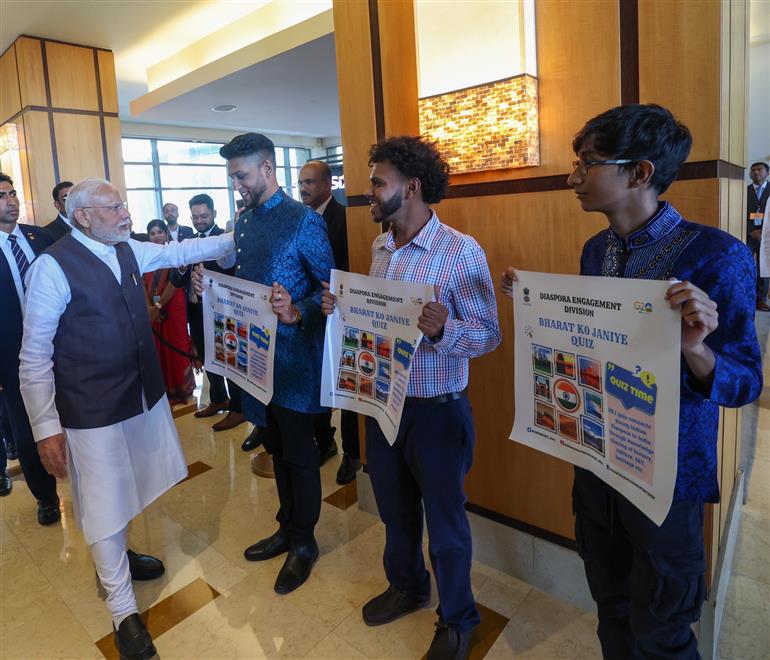PM receives a grand reception by the Indian community upon his arrival at a hotel in Port of Spain, Republic of Trinidad and Tobago on July 03, 2025.:Prime Minister's Office PM receives a grand reception by the Indian community upon his arrival at a hotel in Port of Spain, Republic of Trinidad and Tobago on July 03, 2025.:Prime Minister