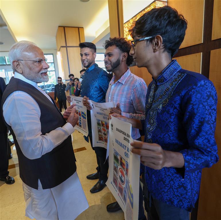 PM receives a grand reception by the Indian community upon his arrival at a hotel in Port of Spain, Republic of Trinidad and Tobago on July 03, 2025.:Prime Minister's Office PM receives a grand reception by the Indian community upon his arrival at a hotel in Port of Spain, Republic of Trinidad and Tobago on July 03, 2025.:Prime Minister