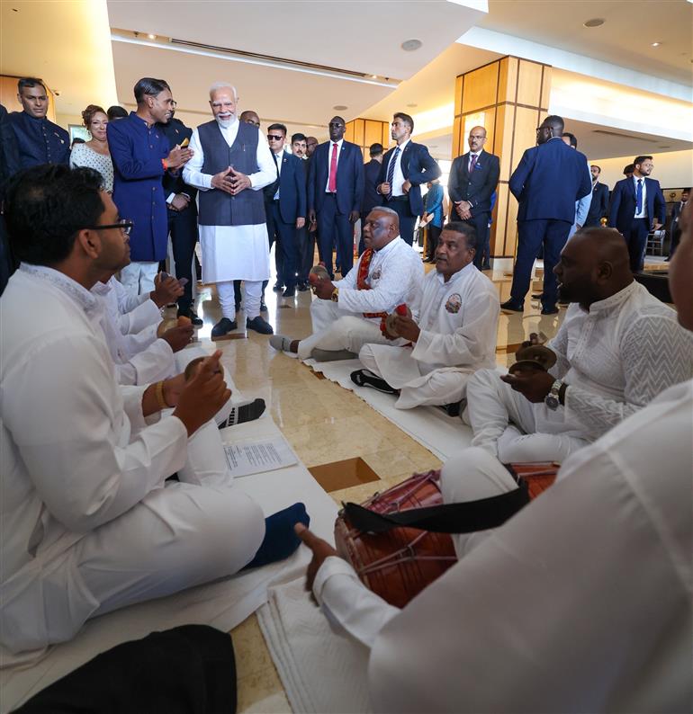 PM receives a grand reception by the Indian community upon his arrival at a hotel in Port of Spain, Republic of Trinidad and Tobago on July 03, 2025.:Prime Minister's Office PM receives a grand reception by the Indian community upon his arrival at a hotel in Port of Spain, Republic of Trinidad and Tobago on July 03, 2025.:Prime Minister
