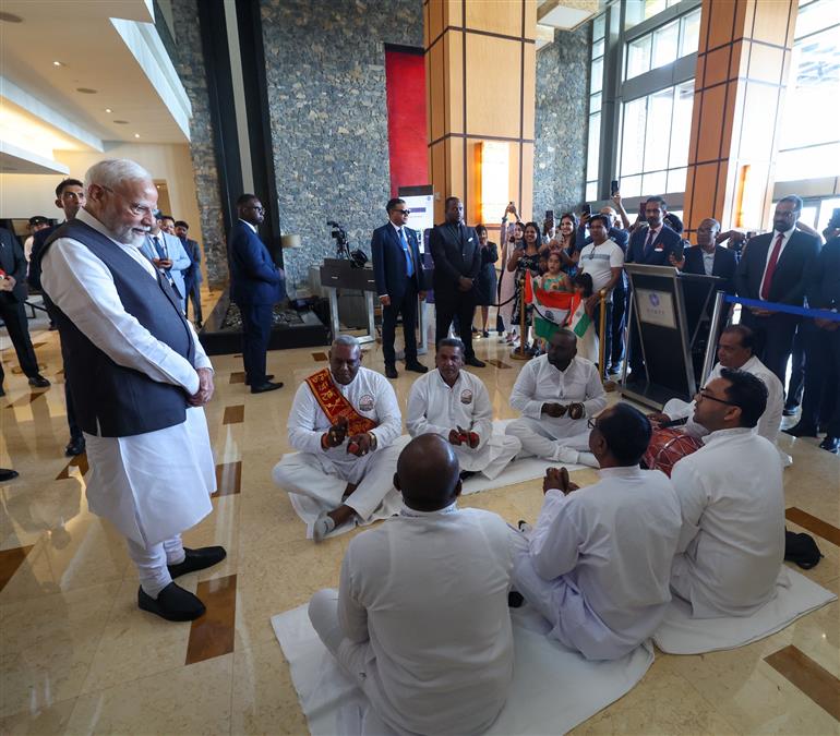 PM receives a grand reception by the Indian community upon his arrival at a hotel in Port of Spain, Republic of Trinidad and Tobago on July 03, 2025.:Prime Minister's Office PM receives a grand reception by the Indian community upon his arrival at a hotel in Port of Spain, Republic of Trinidad and Tobago on July 03, 2025.:Prime Minister