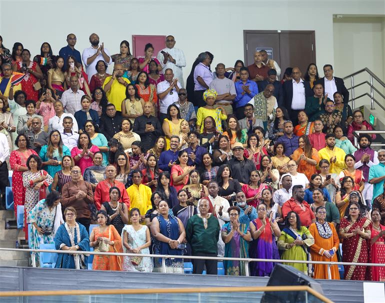 Gathering at the Indian community programme at Port of Spain, in Republic of Trinidad and Tobago on July 03, 2025. PM addresses the event.:Prime Minister's Office Gathering at the Indian community programme at Port of Spain, in Republic of Trinidad and Tobago on July 03, 2025. PM addresses the event.:Prime Minister