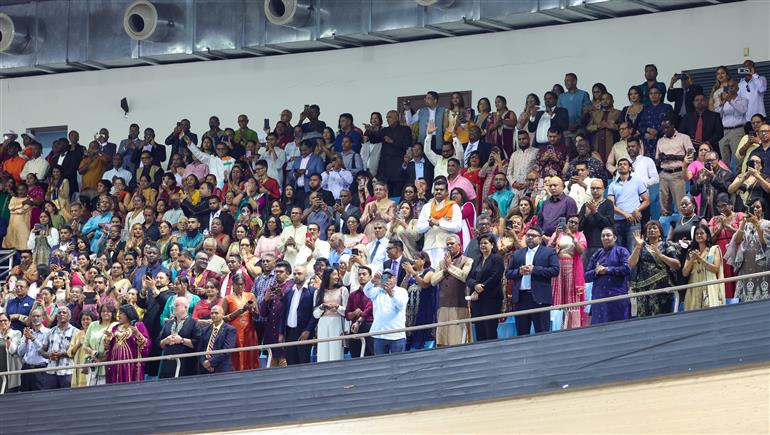 Gathering at the Indian community programme at Port of Spain, in Republic of Trinidad and Tobago on July 03, 2025. PM addresses the event.:Prime Minister's Office Gathering at the Indian community programme at Port of Spain, in Republic of Trinidad and Tobago on July 03, 2025. PM addresses the event.:Prime Minister