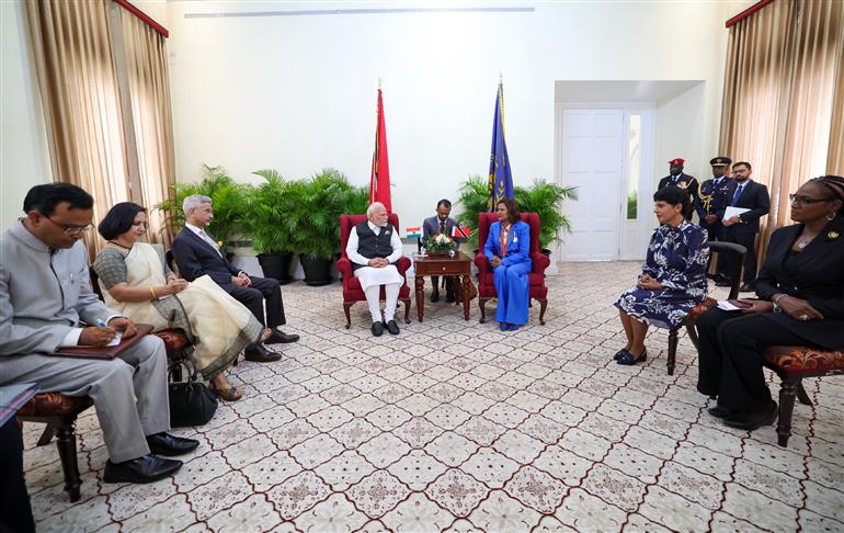 PM holds a bilateral meeting with President of the Republic of Trinidad & Tobago, Ms. Christine Carla Kangaloo at Port of Spain, in Republic of Trinidad and Tobago on July 04, 2025.:Prime Minister's Office PM holds a bilateral meeting with President of the Republic of Trinidad & Tobago, Ms. Christine Carla Kangaloo at Port of Spain, in Republic of Trinidad and Tobago on July 04, 2025.:Prime Minister