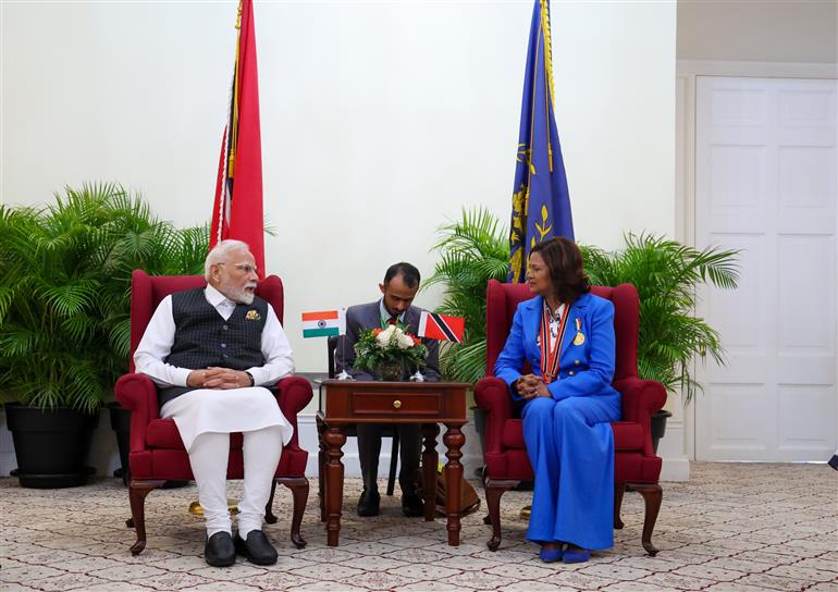 PM holds a bilateral meeting with President of the Republic of Trinidad & Tobago, Ms. Christine Carla Kangaloo at Port of Spain, in Republic of Trinidad and Tobago on July 04, 2025.:Prime Minister's Office PM holds a bilateral meeting with President of the Republic of Trinidad & Tobago, Ms. Christine Carla Kangaloo at Port of Spain, in Republic of Trinidad and Tobago on July 04, 2025.:Prime Minister