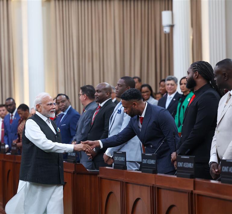 PM attends the Joint Assembly of the Parliament of Trinidad & Tobago in iconic Red House at Port of Spain, in Republic of Trinidad and Tobago on July 04, 2025.:Prime Minister's Office PM attends the Joint Assembly of the Parliament of Trinidad & Tobago in iconic Red House at Port of Spain, in Republic of Trinidad and Tobago on July 04, 2025.:Prime Minister