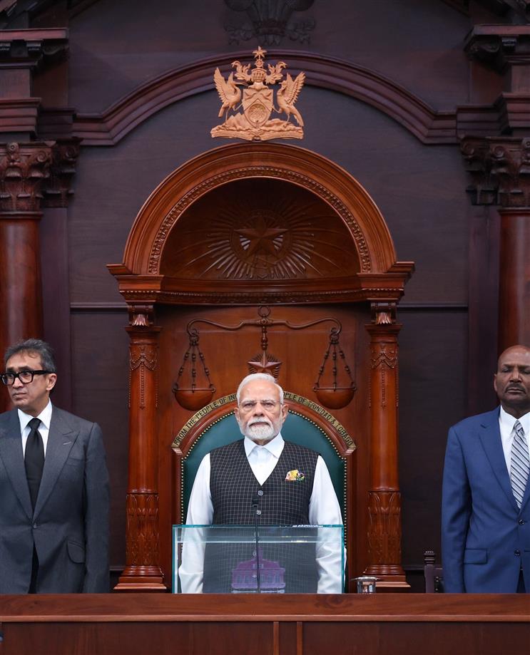 PM addressing the Joint Assembly of the Parliament of Trinidad & Tobago in iconic Red House at Port of Spain, in Republic of Trinidad and Tobago on July 04, 2025.:Prime Minister's Office PM addressing the Joint Assembly of the Parliament of Trinidad & Tobago in iconic Red House at Port of Spain, in Republic of Trinidad and Tobago on July 04, 2025.:Prime Minister