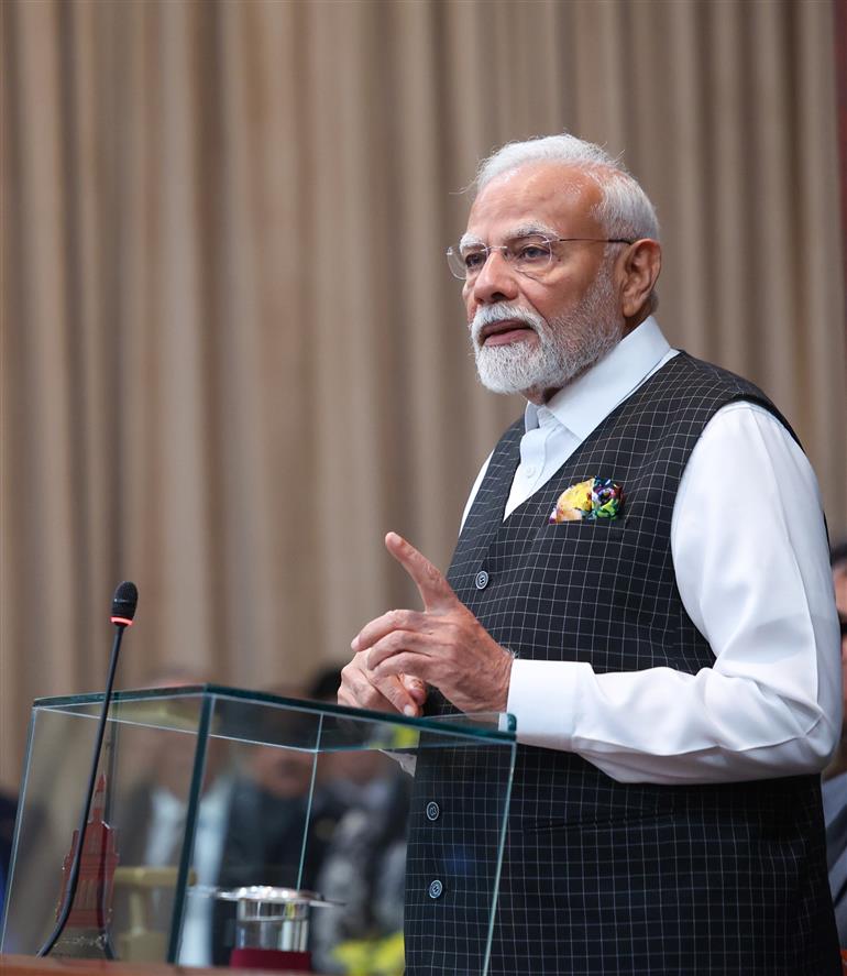 PM addressing the Joint Assembly of the Parliament of Trinidad & Tobago in iconic Red House at Port of Spain, in Republic of Trinidad and Tobago on July 04, 2025.:Prime Minister's Office PM addressing the Joint Assembly of the Parliament of Trinidad & Tobago in iconic Red House at Port of Spain, in Republic of Trinidad and Tobago on July 04, 2025.:Prime Minister
