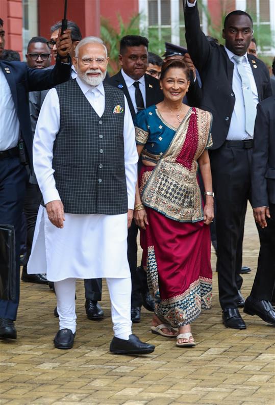 PM planted sapling at the premises of Parliament of Trinidad & Tobago (iconic Red House) under the ‘Ek Ped Maa Ke Naam’ campaign at Port of Spain, in Republic of Trinidad and Tobago on July 04, 2025.:Prime Minister's Office PM planted sapling at the premises of Parliament of Trinidad & Tobago (iconic Red House) under the ‘Ek Ped Maa Ke Naam’ campaign at Port of Spain, in Republic of Trinidad and Tobago on July 04, 2025.:Prime Minister