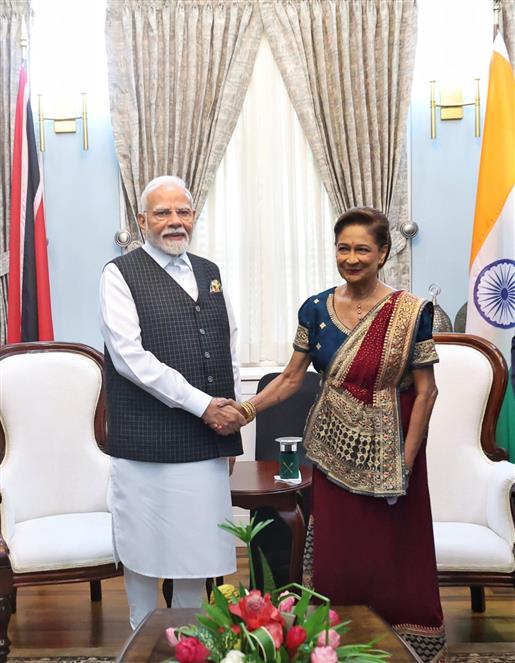 PM holds a wide-ranging and productive discussions with the Prime Minister of the Republic of Trinidad and Tobago, Ms. Kamla Persad-Bissessar at Port of Spain, in Republic of Trinidad and Tobago on July 04, 2025.:Prime Minister's Office PM holds a wide-ranging and productive discussions with the Prime Minister of the Republic of Trinidad and Tobago, Ms. Kamla Persad-Bissessar at Port of Spain, in Republic of Trinidad and Tobago on July 04, 2025.:Prime Minister