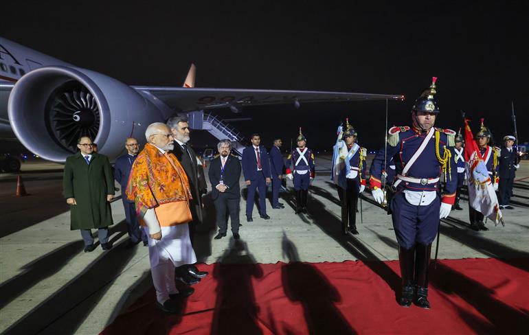 PM arrives at Ezeiza International Airport, in Buenos Aires, Argentina on July 04, 2025.:Prime Minister's Office PM arrives at Ezeiza International Airport, in Buenos Aires, Argentina on July 04, 2025.:Prime Minister