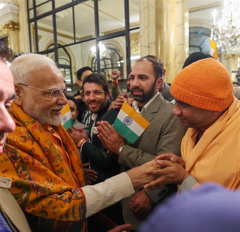 PM receives a rousing welcome by Indian community on his arrival at hotel, in Buenos Aires, Argentina on July 04, 2025.