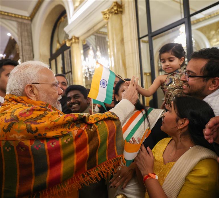 PM receives a rousing welcome by Indian community on his arrival at hotel, in Buenos Aires, Argentina on July 04, 2025.