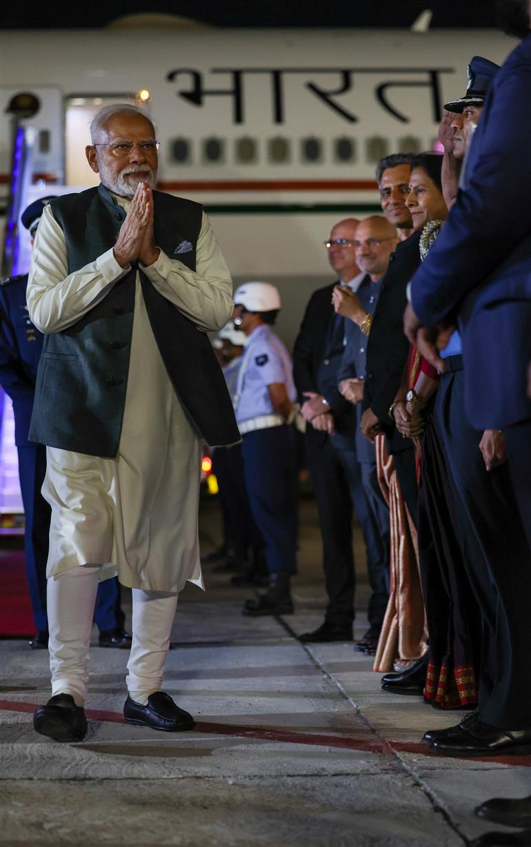 PM arrives at the Galeão International Airport, in Rio De Janeiro, Brazil on July 05, 2025.:Prime Minister's Office PM arrives at the Galeão International Airport, in Rio De Janeiro, Brazil on July 05, 2025.:Prime Minister