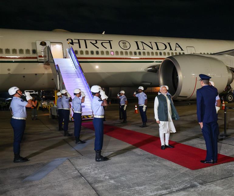PM arrives at the Galeão International Airport, in Rio De Janeiro, Brazil on July 05, 2025.:Prime Minister's Office PM arrives at the Galeão International Airport, in Rio De Janeiro, Brazil on July 05, 2025.:Prime Minister