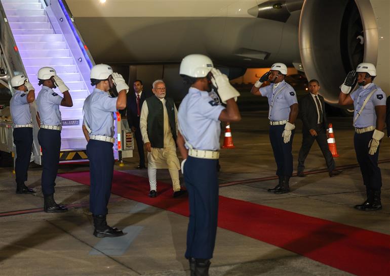 PM arrives at the Galeão International Airport, in Rio De Janeiro, Brazil on July 05, 2025.:Prime Minister's Office PM arrives at the Galeão International Airport, in Rio De Janeiro, Brazil on July 05, 2025.:Prime Minister