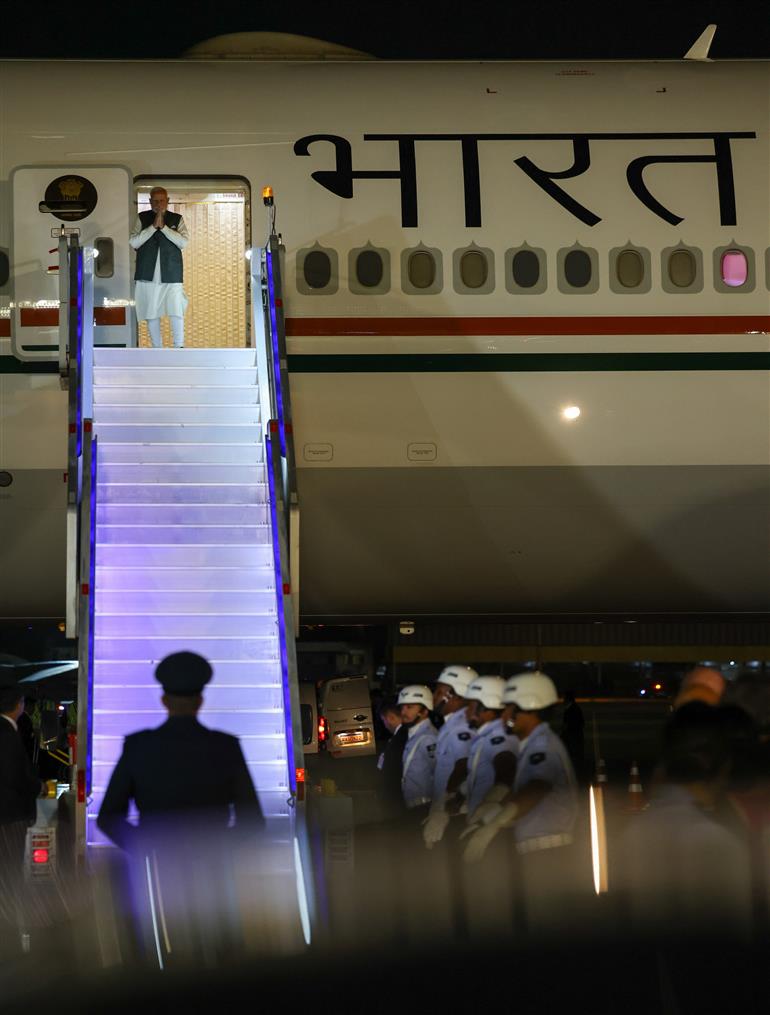 PM arrives at the Galeão International Airport, in Rio De Janeiro, Brazil on July 05, 2025.:Prime Minister's Office PM arrives at the Galeão International Airport, in Rio De Janeiro, Brazil on July 05, 2025.:Prime Minister