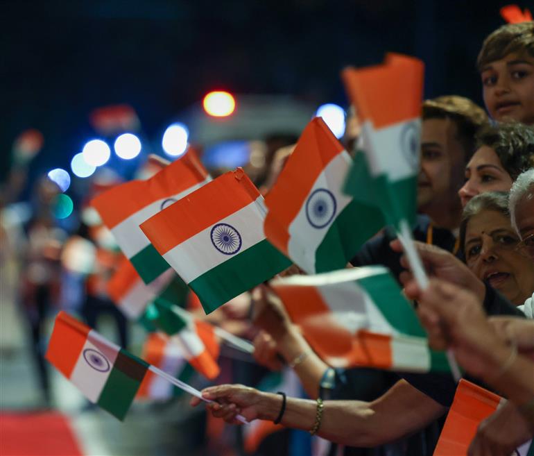 PM receives a rousing welcome by Indian community on his arrival at hotel, in Rio De Janeiro, Brazil on July 05, 2025.:Prime Minister's Office PM receives a rousing welcome by Indian community on his arrival at hotel, in Rio De Janeiro, Brazil on July 05, 2025.:Prime Minister